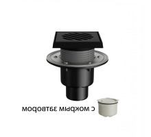 Трап регулируемый Fachmann T-310-PHsG Ду-50/75/110 150x150мм чугунная решетка, гидрозатвор, подрамник из чугуна, с фланцем, вертикальный выпуск
