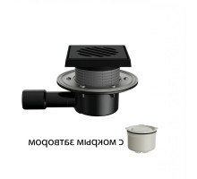 Трап регулируемый Fachmann T-510-PHsG Ду-40/50 150x150мм чугунная решетка, гидрозатвор, подрамник из чугуна, с фланцем, горизонтальный выпуск