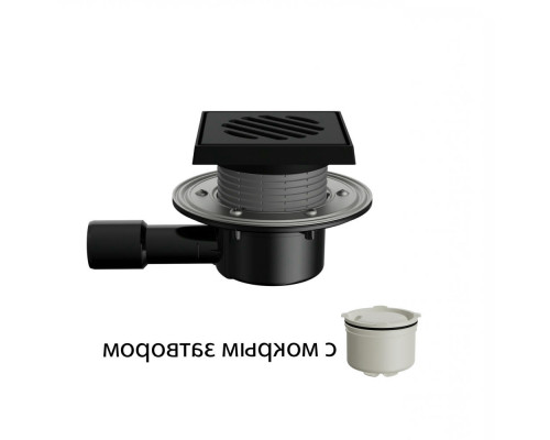 Трап регулируемый Fachmann T-510-PHsG Ду-40/50 150x150мм чугунная решетка, гидрозатвор, подрамник из чугуна, с фланцем, горизонтальный выпуск