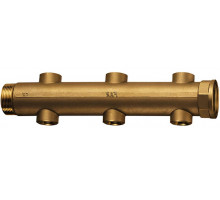 Коллектор нерегулируемый FAR FK 3620 ДУ-40-6х1/2″ PN-10, наружная/внутренняя резьба с 6-ю выходами ДУ-15, выходы внутренняя резьба, проходной, корпус Dzr латунь