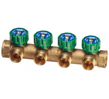 Коллектор регулирующий FAR Multifar FK3836 ДУ-20 PN-10, внутренняя /внутренняя резьба с 4-мя выходами М24х19, проходной, корпус Dzr латунь