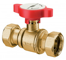 Кран шаровой FAR FS 3055 1″x3/4″ ДУ-25 PN-16, полнопроходной, латунный, внутренняя резьба, с 2 накидными гайками, красная ручка