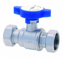 Кран шаровой FAR FS 3056 3/4″x3/4″ ДУ-20 PN-16, полнопроходной, хромированный, с 2 накидными гайками, синяя ручка
