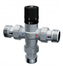 Смеситель термостатический FAR Termo FA 3950 1/2″ ДУ-15 Ру-10 трехходовой, с черной ручкой, внутренняя резьба