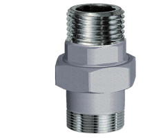 Соединитель латунный FAR FC 5153 1 1/4″ Dn-32 PN-10 3-х компонентный хромированный, уплотнение - PTFE , присоединение НР – НР