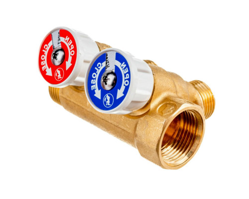 Коллектор Giacomini R585С 3/4″x1/2″x3 ДУ-20 Py10 Eвроконус из латуни, с отсечными клапанами и с отводами, с наружной резьбой