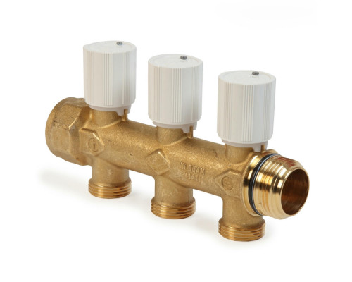 Коллектор Giacomini R583V 1″x3/4″x4 ДУ-25 Py10 из латуни, с регулирующими клапанами