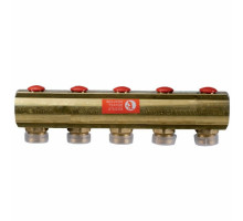 Коллектор Giacomini R553S 1″x3/4″x7 ДУ-25 Py10 из латуни, с термостатическими клапанами
