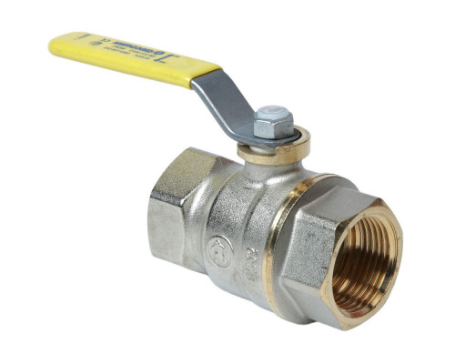 Кран шаровой Giacomini R730G ДУ-50 PN-12 полнопроходной муфтовый, никелированный латунный, внутренняя резьба, управление ручка-рычаг