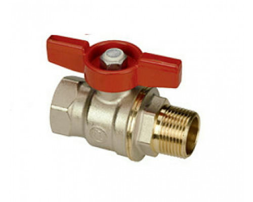 Кран шаровой Giacomini R914 1 1/4″ ДУ-32 PN-35 полнопроходной, никелированный, внутренняя/наружная резьба, ручка-бабочка (R914X026)