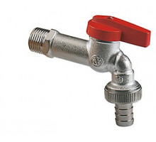 Кран шаровой водоразборный Giacomini R619 1/2″ ДУ-15 PN-10 стандартнопроходной, хромированный, ручка-флажок, сливной со штуцером для шланга (R619IX103)