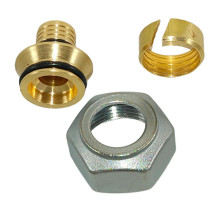 Адаптер зажимной Giacomini R179E Dn20x2.8-G3/4″ Ру-10 латунный, с накидной гайкой, внутренняя резьба (евроконус), для металлопластиковых труб