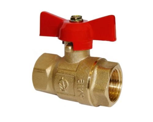 Кран шаровой ГАЛЛОП Крепыш 330 (аналог 11Б27П1) 1/2″ ДУ-15 PN-16 полнопроходной внутренняя-внутренняя резьба, с бабочкой, латунный