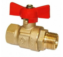Кран шаровой ГАЛЛОП Крепыш 331 (аналог 11б27п1) 3/4″ ДУ-20 PN-16 полнопроходной, внутренняя-наружная резьба, ручка-бабочка, латунный