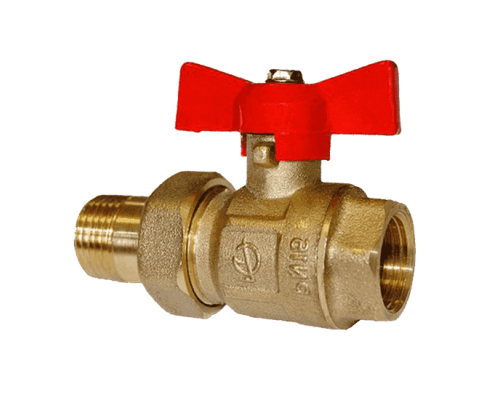 Кран шаровой ГАЛЛОП Крепыш 332 (аналог 11Б27П1) 1/2″ ДУ-15 PN-16 полнопроходной ВР-Американка, с бабочкой, латунный