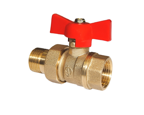 Кран шаровой ГАЛЛОП Стандарт 232 1/2″ ДУ-15 Py40 внутренняя резьба/американка полнопроходной, управление ручка-бабочка, корпус - латунь