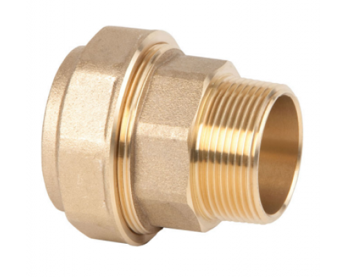 Штекер разъемный GENEBRE 0017 12, 4″ Dn-100 (4″ x PE110), PN-16, прямой, компрессионный, полнопроходной, латунь