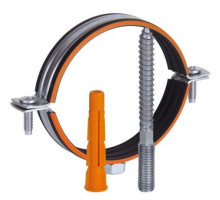 Хомут тРУ-бный Humalt RU-HT 6″ Dn150 (Дн156-166) c гайкой, в комплекте шпилька-шуРУ-п,дюбель, M10, с резиновой прокладкой, корпус - оцинковання сталь