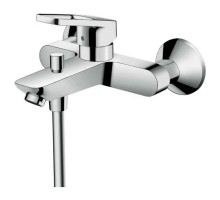 Смеситель для ванны с душем Hansgrohe Logis Loop длина 194 мм, одноручный, излив плоский, серебристый