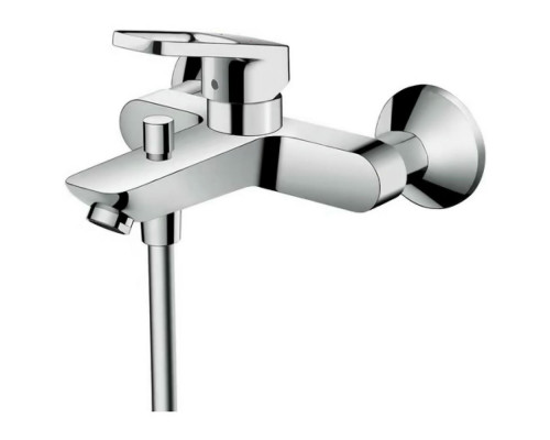 Смеситель для ванны с душем Hansgrohe Logis Loop длина 194 мм, одноручный, излив плоский, серебристый