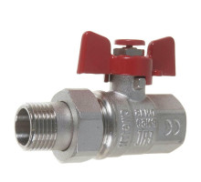 Кран шаровой IVANCI Superior IVC.100227.N.03 1/2″ ДУ-15 PN-20 латунный никелированный с разъемным соединителем, внутренняя / наружная резьба, управление ручка-бабочка