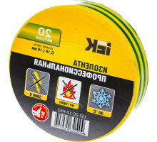 Изолента IEK ПВХ 0,18х19 мм, L=20 м, желто-зеленая