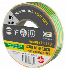 Изолента IEK MIXTAPE 7 0,15х15 мм, L= 20 м, желто-зеленая