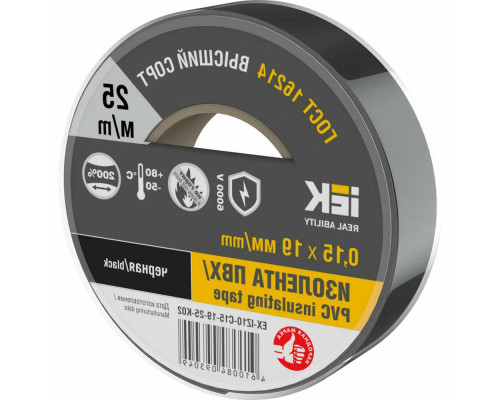Изолента IEK MIXTAPE 7 0,15х19 мм, L= 25 м, черная