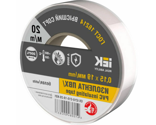 Изолента IEK MIXTAPE 7 0,15х19 мм, L= 20 м, белая