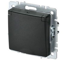 Розетка IEK Brite 1-местная для скрытой установки 16А IP44 с заземлением, с крышкой и шторками, черная