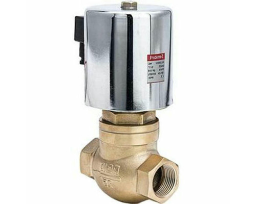 Клапан электромагнитный Smart SA-5576 DC 12V G1¼″ Dn-32 PN-25 муфтовый, нормально закрытый, корпус – латунь, уплотнение - TEFLON, катушка 12В