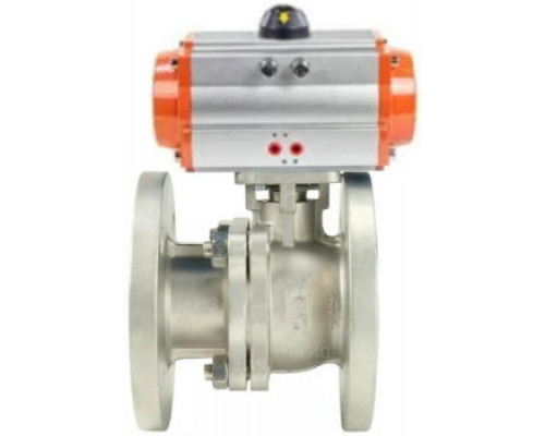 Кран шаровой BV3232P-FP-F ДУ-250 PN-16, корпус - сталь 316, уплотнение - PTFE, полнопроходной фланцевый с пневмоприводом DA-210 двойного действия