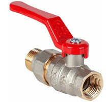 Кран шаровый Dist Стандарт 1/2″ ДУ-15 PN-40 муфтовый, полнопроходной, корпус - латунь, покрытие - никель, присоединение - внутренняя резьба/накидная гайка