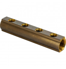Коллектор LUXOR CD 457/4 G1″ х G1/2″ ДУ-25 PN-10 распределительный со сливным отверстием 1/2, корпус - латунь, 4 отвода