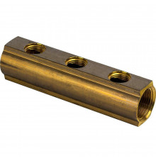 Коллектор LUXOR CD 457/3 G1″ х G1/2″ ДУ-25 PN-10 распределительный со сливным отверстием 1/2, корпус - латунь, 3 отвода
