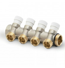 Коллектор LUXOR CP 454 G1″ х G3/4″ ДУ-25 PN-10 EK распределительный, корпус - латунь, 4 отвода
