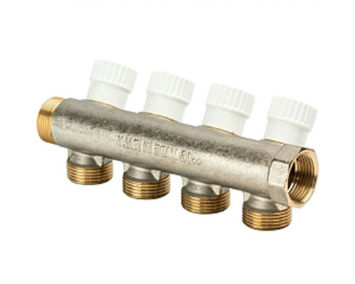 Коллектор LUXOR CP 454 G3/4″ х G3/4″ ДУ-20 PN-10 EK распределительный, корпус - латунь, 4 отвода