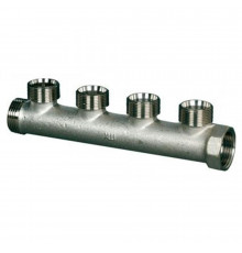 Коллектор LUXOR CP 424 G1″ х G1/2″ ДУ-25 PN-10 распределительный, корпус - никелированная латунь, 4 выхода