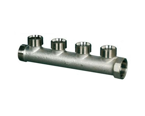 Коллектор LUXOR CP 424 G1″ х G1/2″ ДУ-25 PN-10 распределительный, корпус - никелированная латунь, 4 выхода