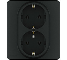 Розетка Legrand Inspiria 2-местная для скрытой установки 16А IP20 с заземлением, без шторок, в сборе, антрацит