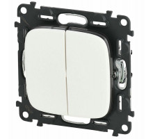 Переключатель Legrand Valena ALLURE скрытый, количество клавиш - 2 шт, номинальный ток - 10А, степень защиты - IP20, без подсветки, механизм, цвет - белый