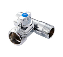 Кран-тройник MVI BV.462 1/2x3/4x1/2″ ДУ-15х20х15 PN-10 латунный никелированный, внутренняя / наружная / наружная резьба, для сантехнических приборов