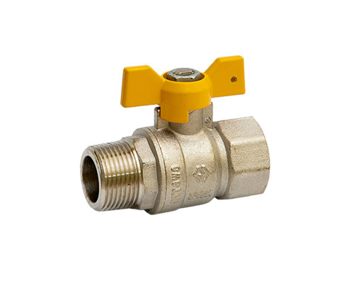 Кран шаровой MVI BV.814 1/2" ДУ-15 PN-25 латунный никелированный, внутренняя / наружная резьба, управление ручка-бабочка