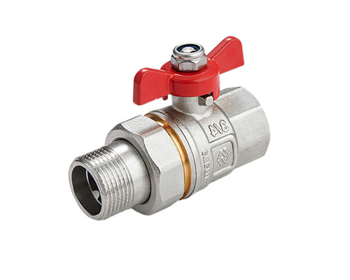 Кран шаровой MVI BV.520 1" ДУ-25 PN-40 латунный никелированный, внутренняя / наружная резьба, со сгоном, управление ручка-бабочка