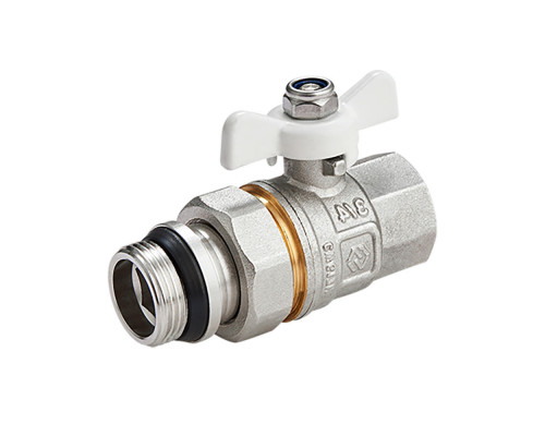 Кран шаровой MVI BV.521 1/2" ДУ-15 PN-40 латунный никелированный, внутренняя / наружная резьба, со сгоном, управление ручка-бабочка
