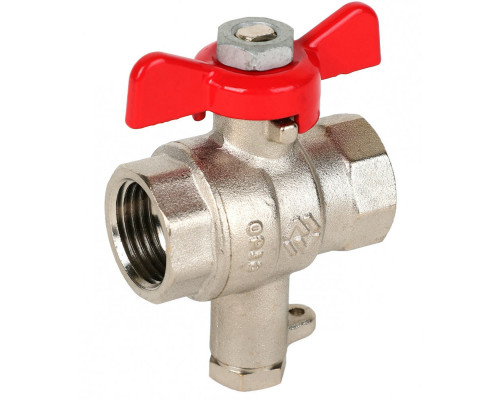 Кран шаровой MVI BV.64 1/2" ДУ-15х9 мм PN-16 латунный никелированный, внутренняя / внутренняя резьба, для подключения датчика температуры