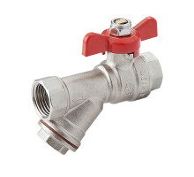 Кран шаровой MVI BV.632 1/2″ ДУ-15 PN-25 латунный никелированный, внутренняя / внутренняя резьба, с фильтром