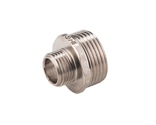 Ниппель MVI BF.542.0403 1/2″х3/8″ Ду-15х10 Ру-40, переходной, присоединение - НР, материал корпуса - латунь никелированная