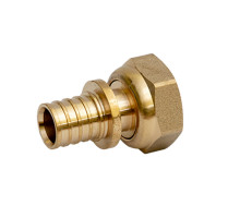 Муфта аксиальная MVI Dn20x1/2″ Ру-16 с накидной гайкой, корпус - латунь никелированная, для труб из сшитого полиэтилена