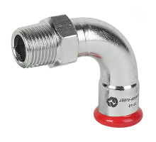 Угольник прессовый длинный MVI Dn15x1/2″ Ру-16 НР, из оцинкованной стали